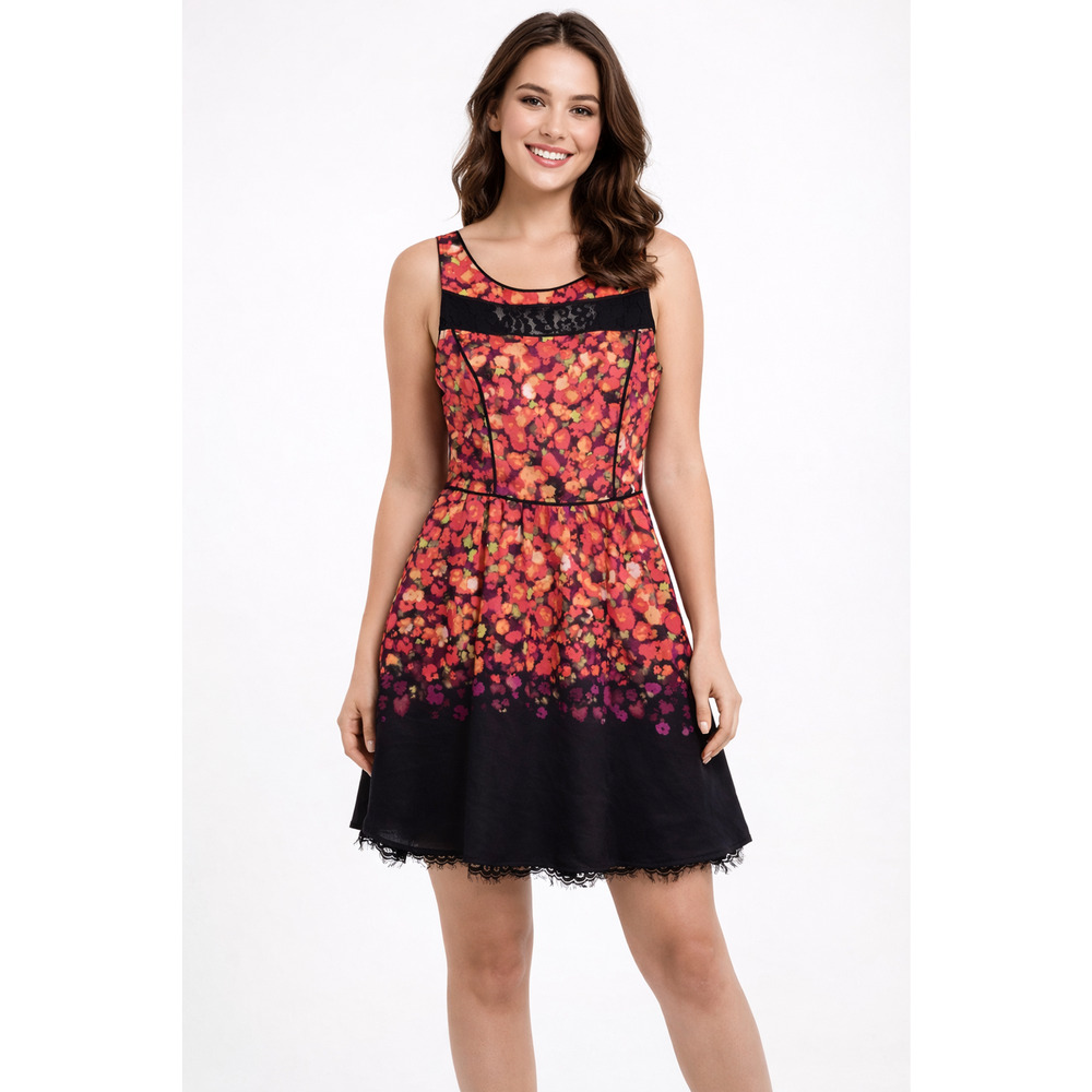 Y2K Jessica Simpson Womens Dress Size 6 Coral Flare Lining Office Siren Fairy